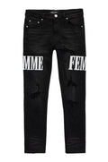 Homme Femme Letterman Wht Letter Denim
