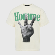 Homme Femme Twisted Fingers Green Letter T-Shirt