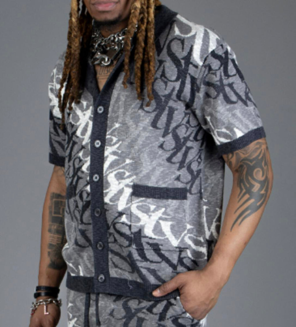 Si Tu Veux Wave Logo Knit Short Set