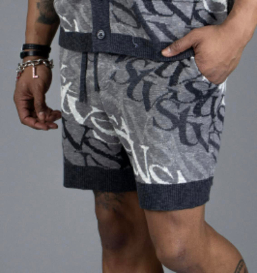 Si Tu Veux Wave Logo Knit Short Set