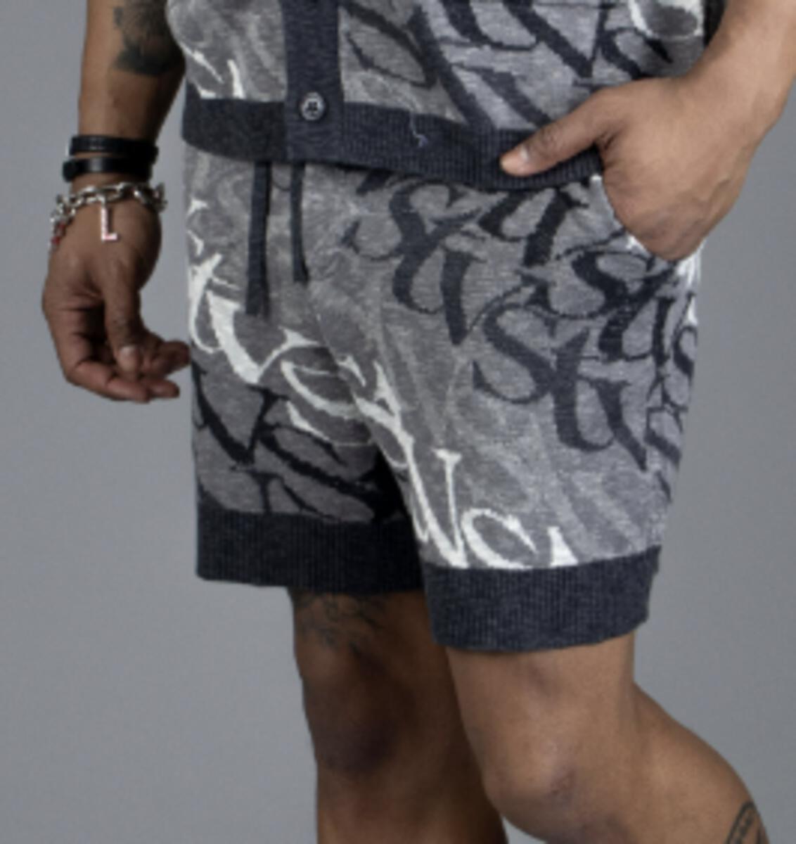 Si Tu Veux Wave Logo Knit Short Set
