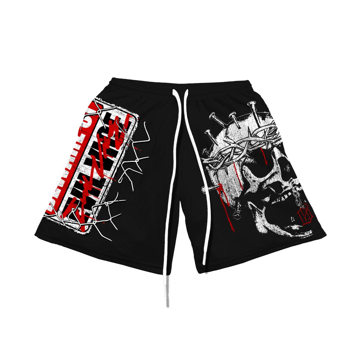 Evil Vice Beware Skull Shorts