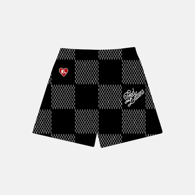 Red Letter Checkered Mesh Shorts