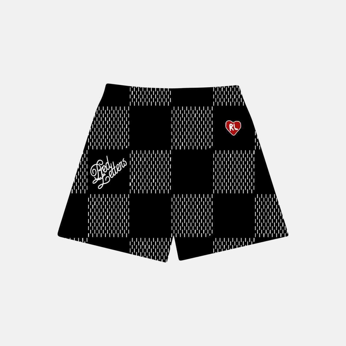 Red Letter Checkered Mesh Shorts