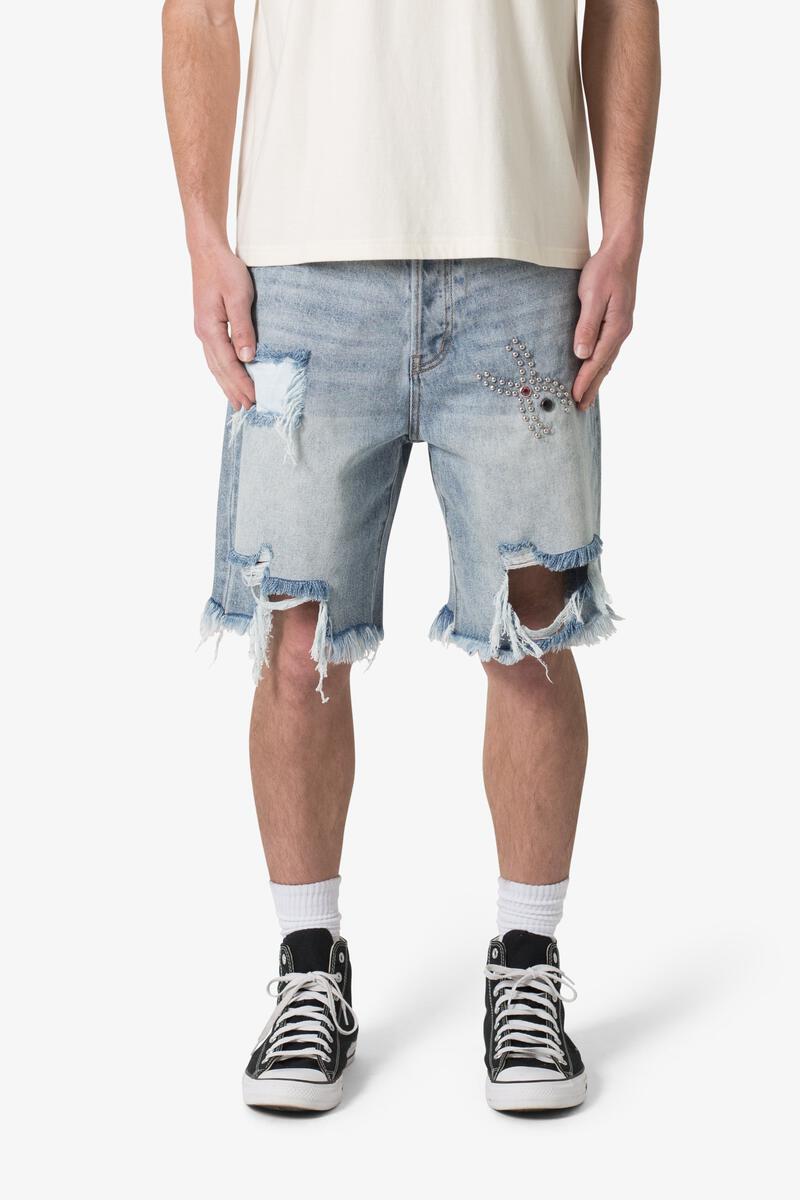 Mnml Distressed Spider Denim Shorts
