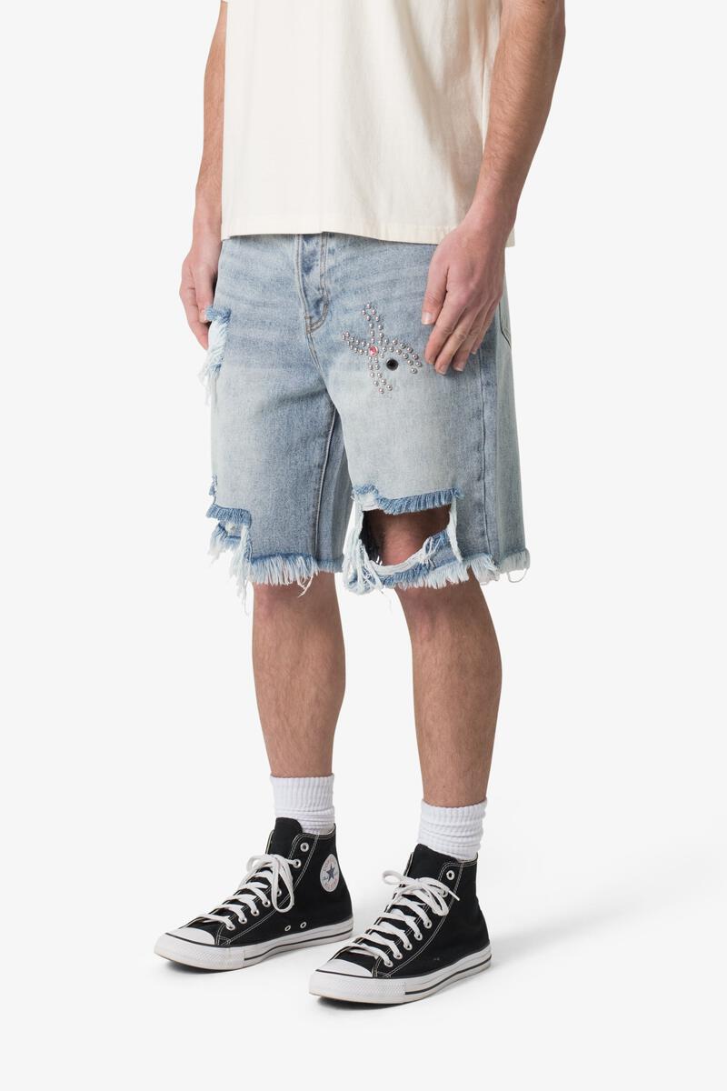 Mnml Distressed Spider Denim Shorts