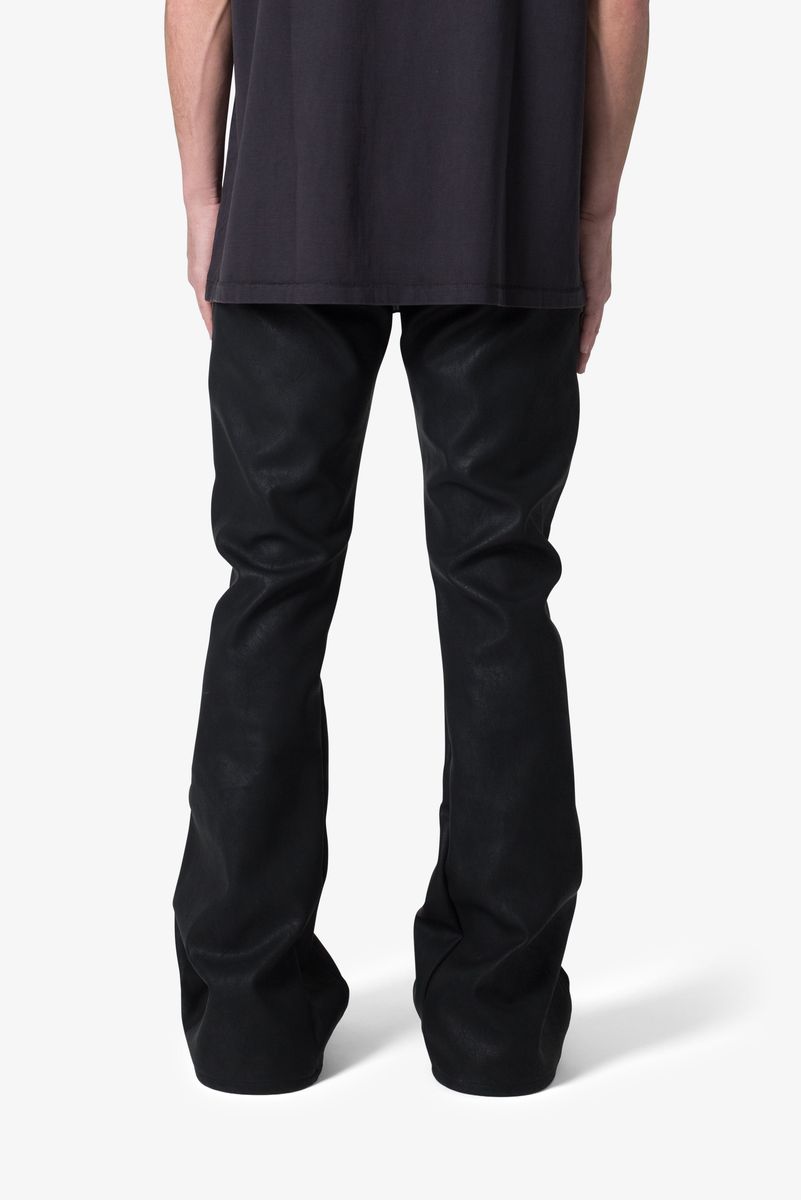 Mnml Zipper Leather Flare Denim