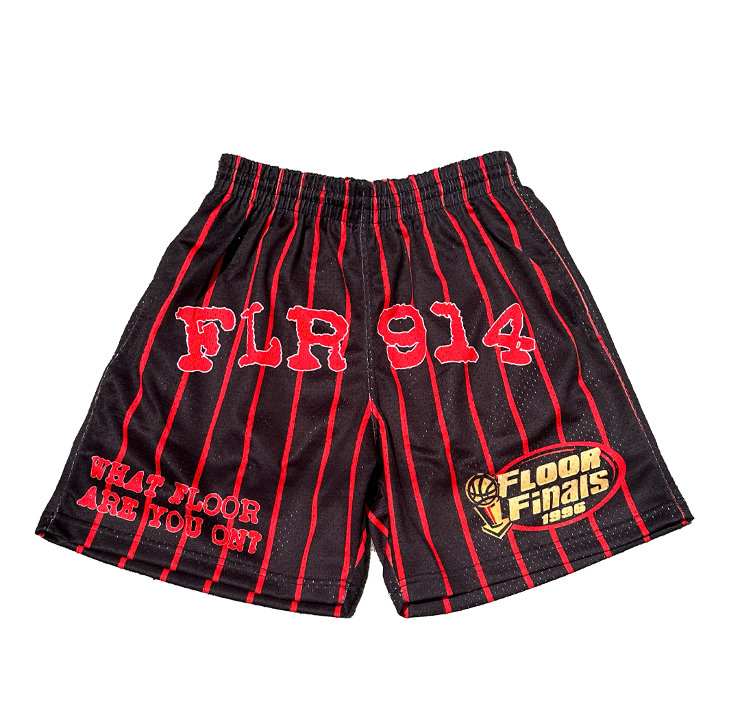 Floor 914 96 Bulls Red Pinstripe Shorts