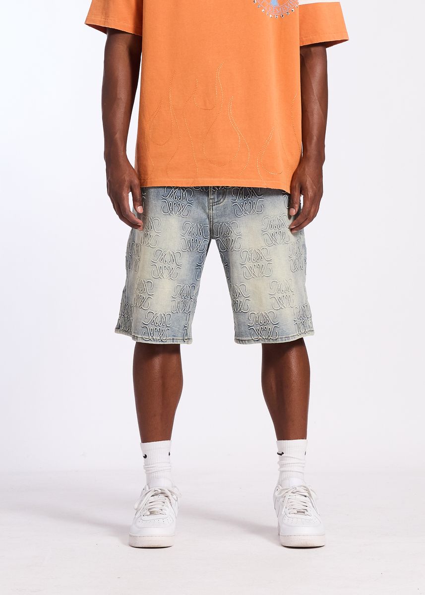 Memory Lane Monogram Denim Shorts