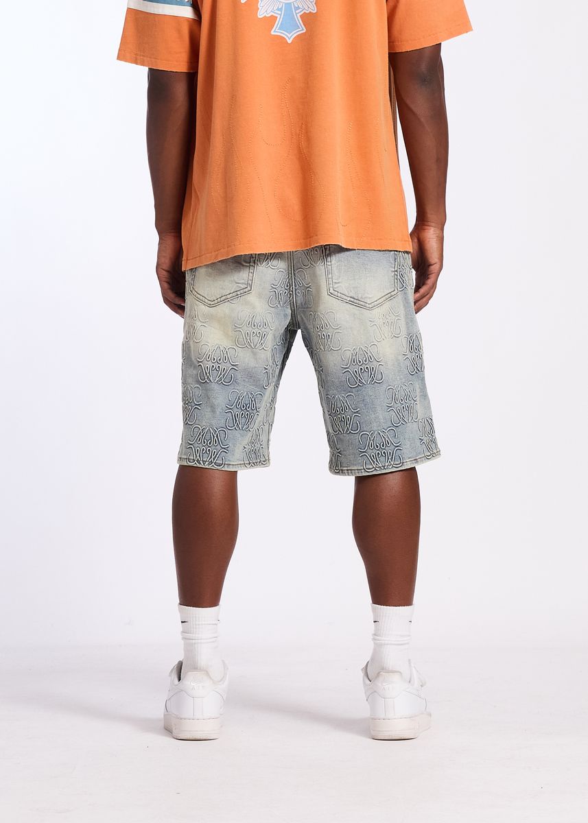Memory Lane Monogram Denim Shorts
