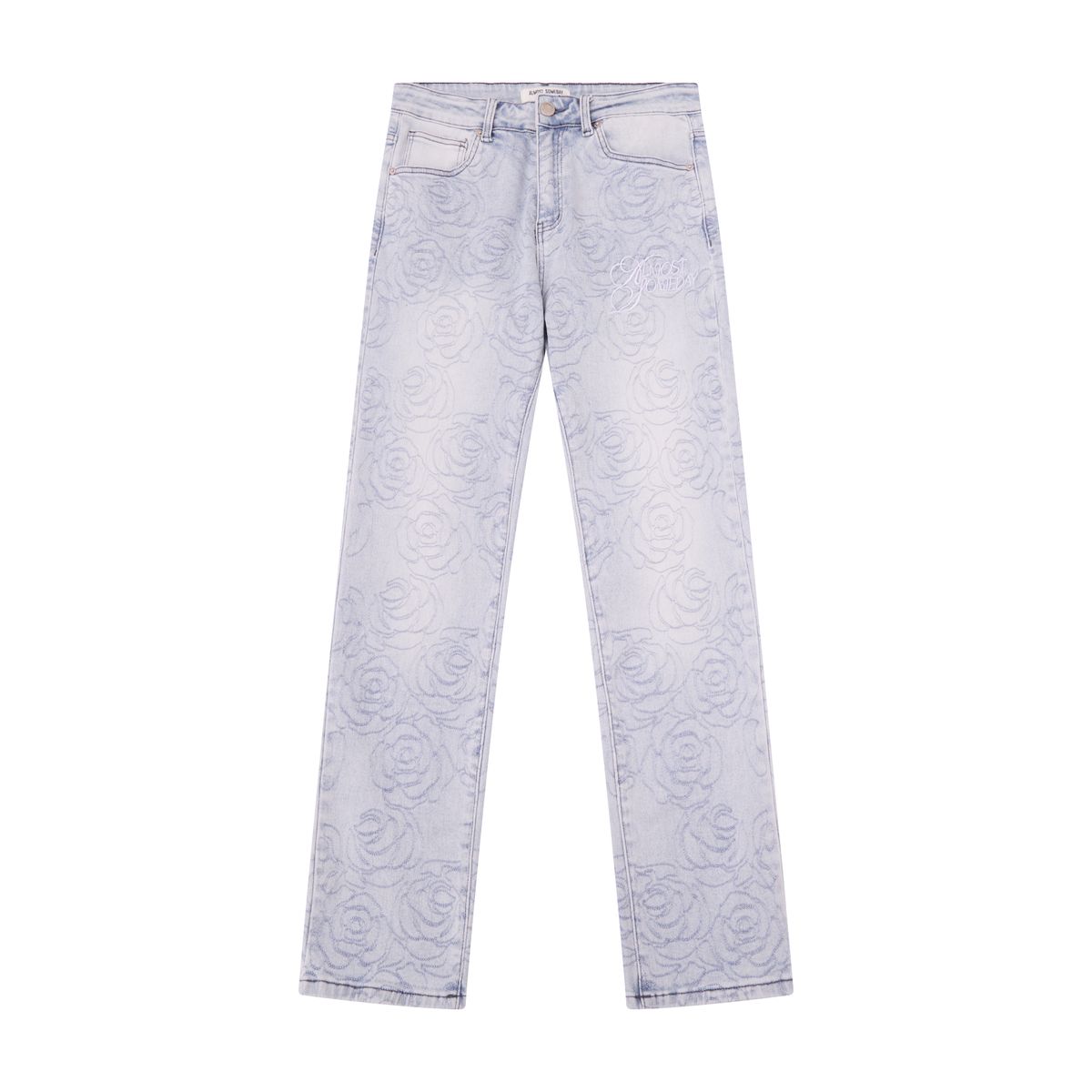 Almost Someday Rosette Embroidered Denim
