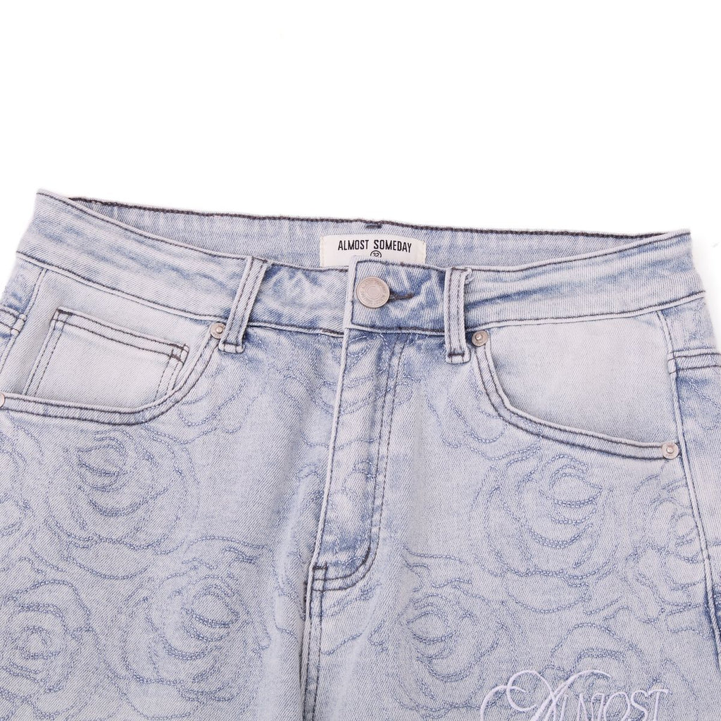Almost Someday Rosette Embroidered Denim