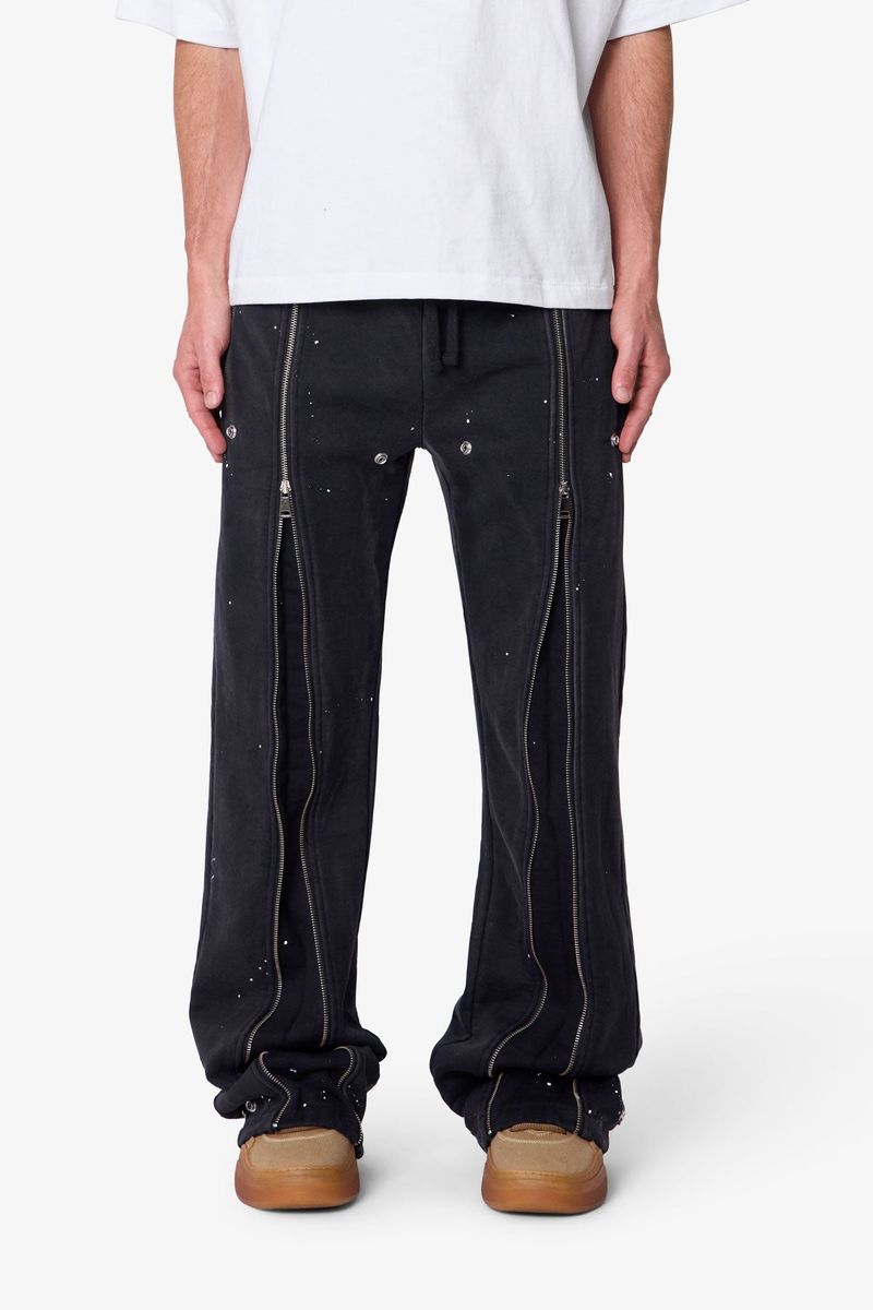 Mnml Rivet Zipper Flare Sweatpants