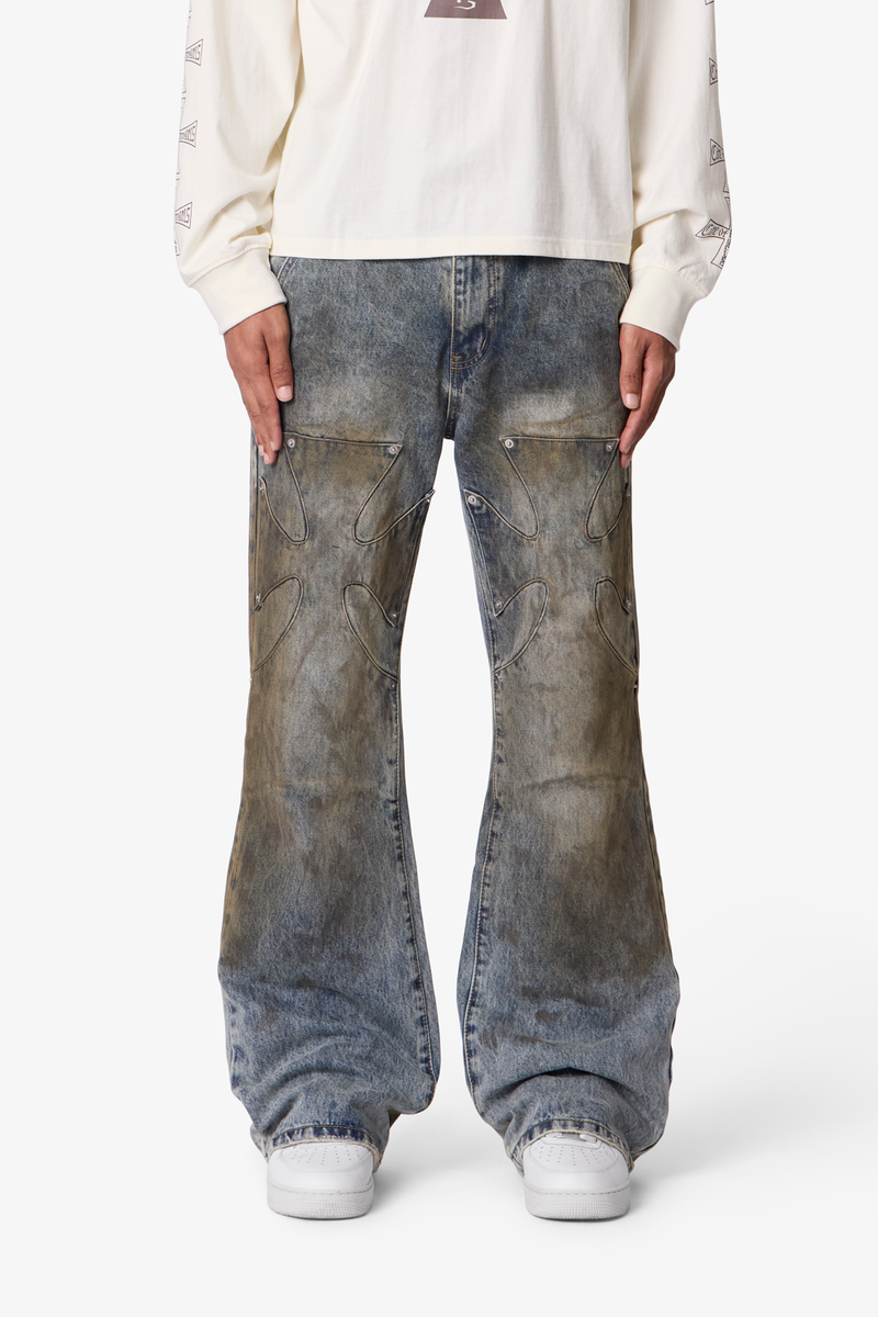 Mnml Oil Stain Iron Cross Denim