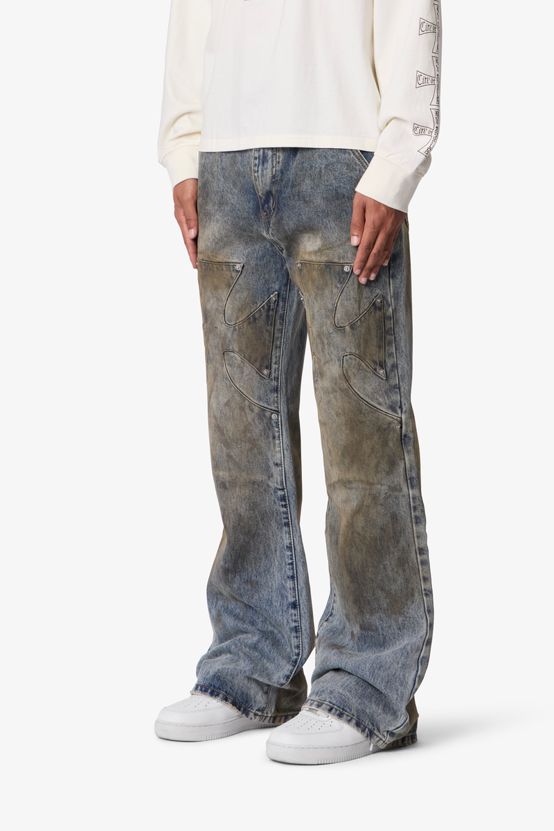 Mnml Oil Stain Iron Cross Denim