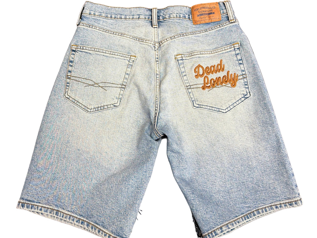 Dead Lonely Brown Skull&Bone Denim Shorts