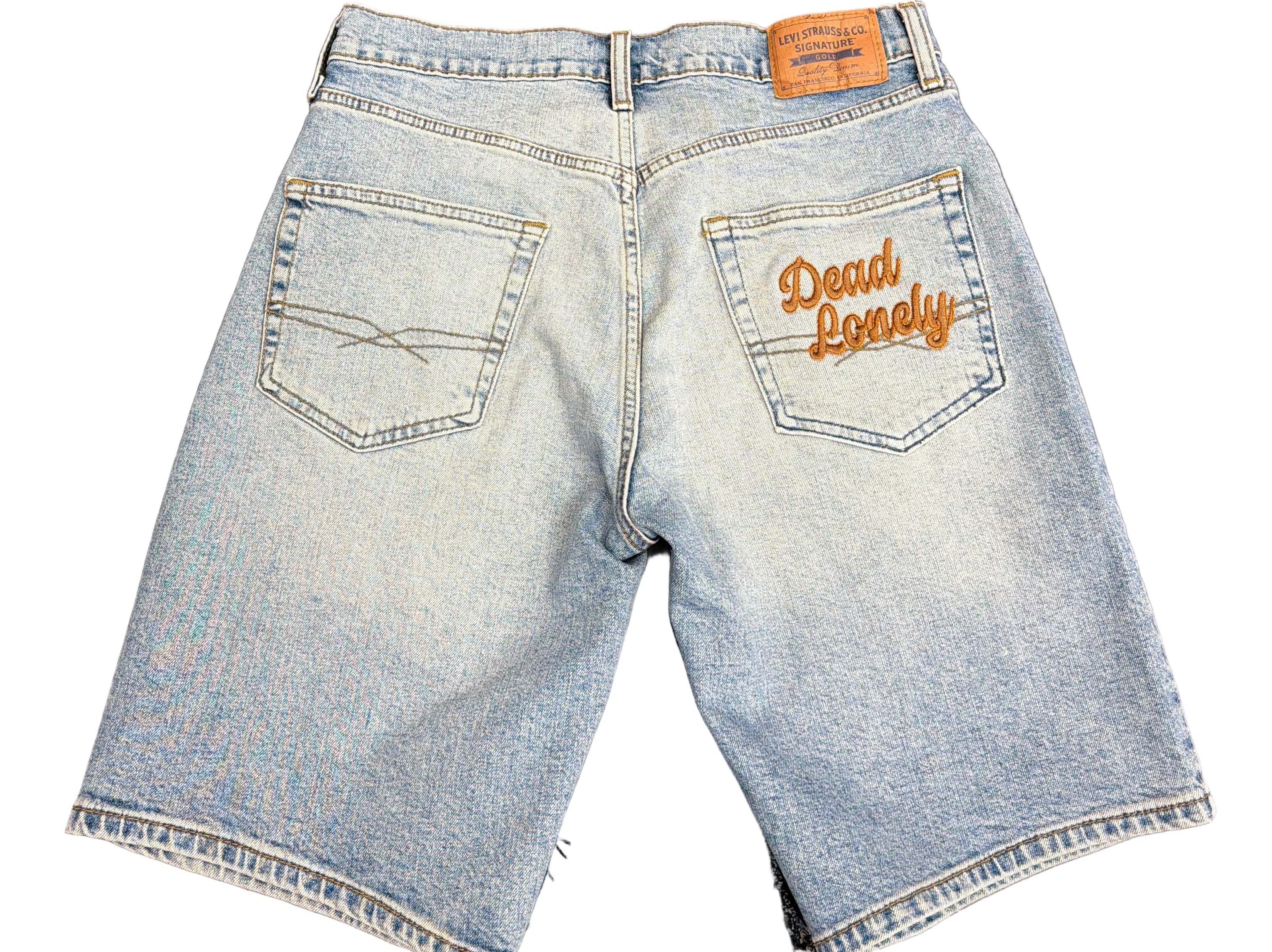 Dead Lonely Brown Skull&Bone Denim Shorts