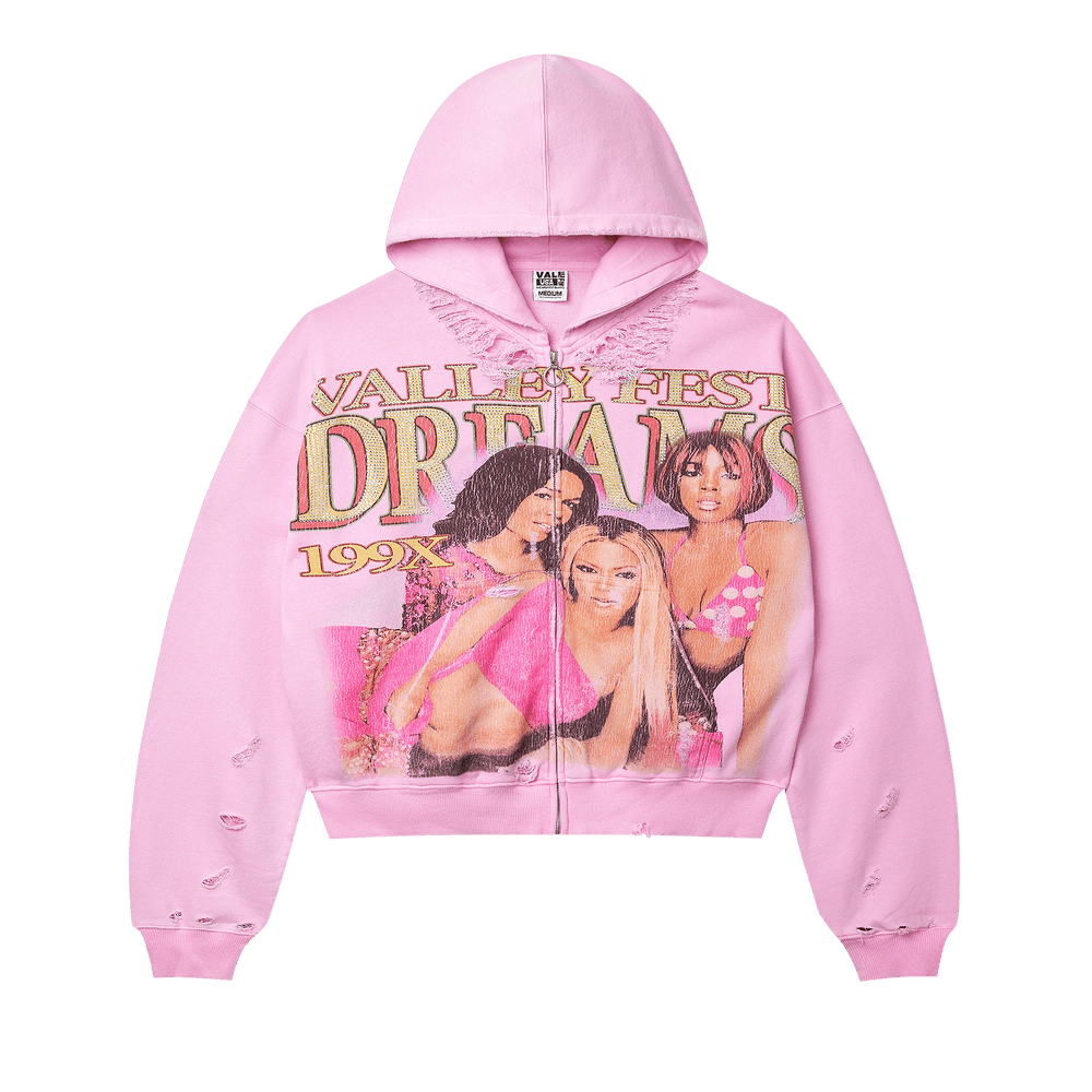 Vale Pink Valley Dreams Rhinestone Zip Hoodie