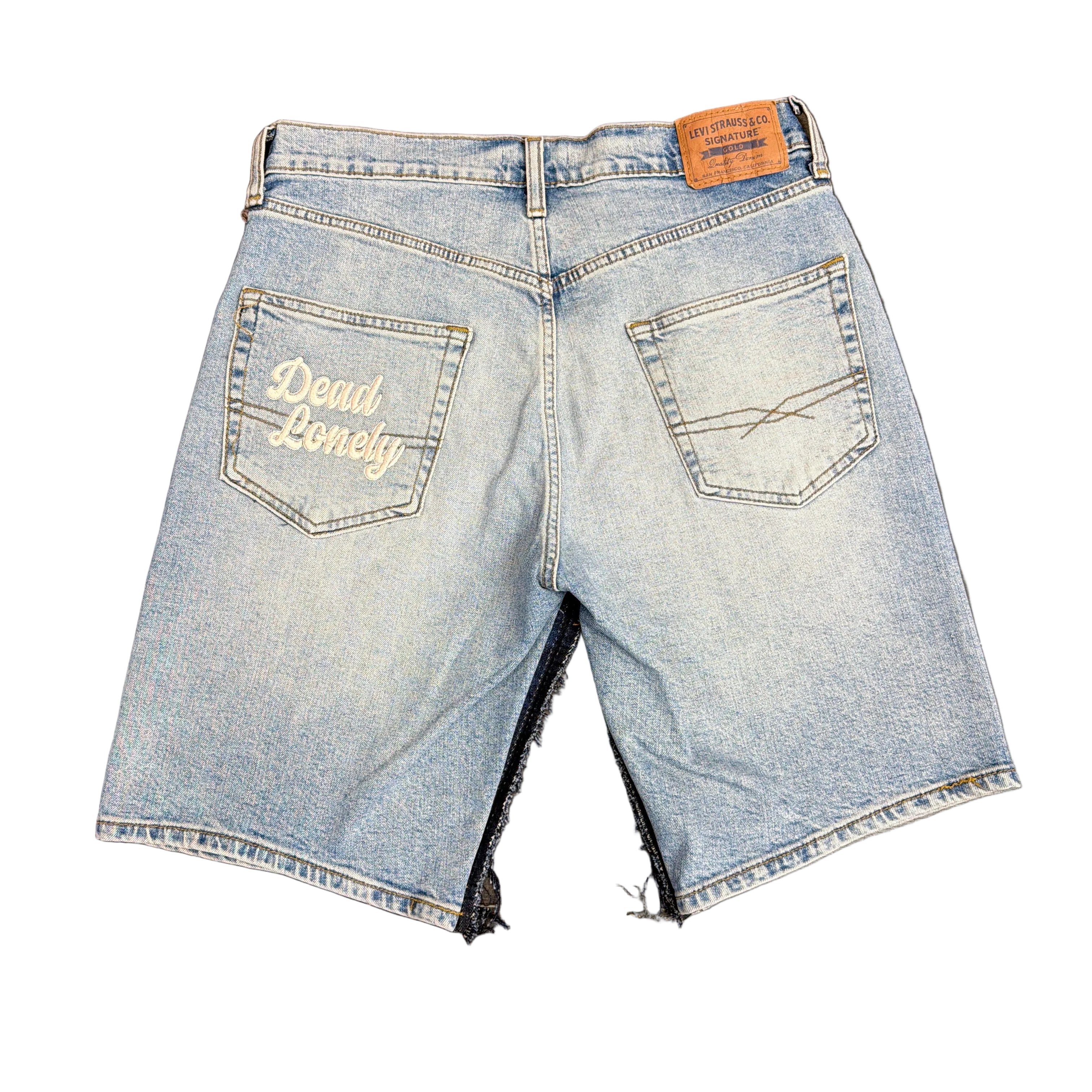 Dead Lonely Pink Skull&Bone Denim Shorts