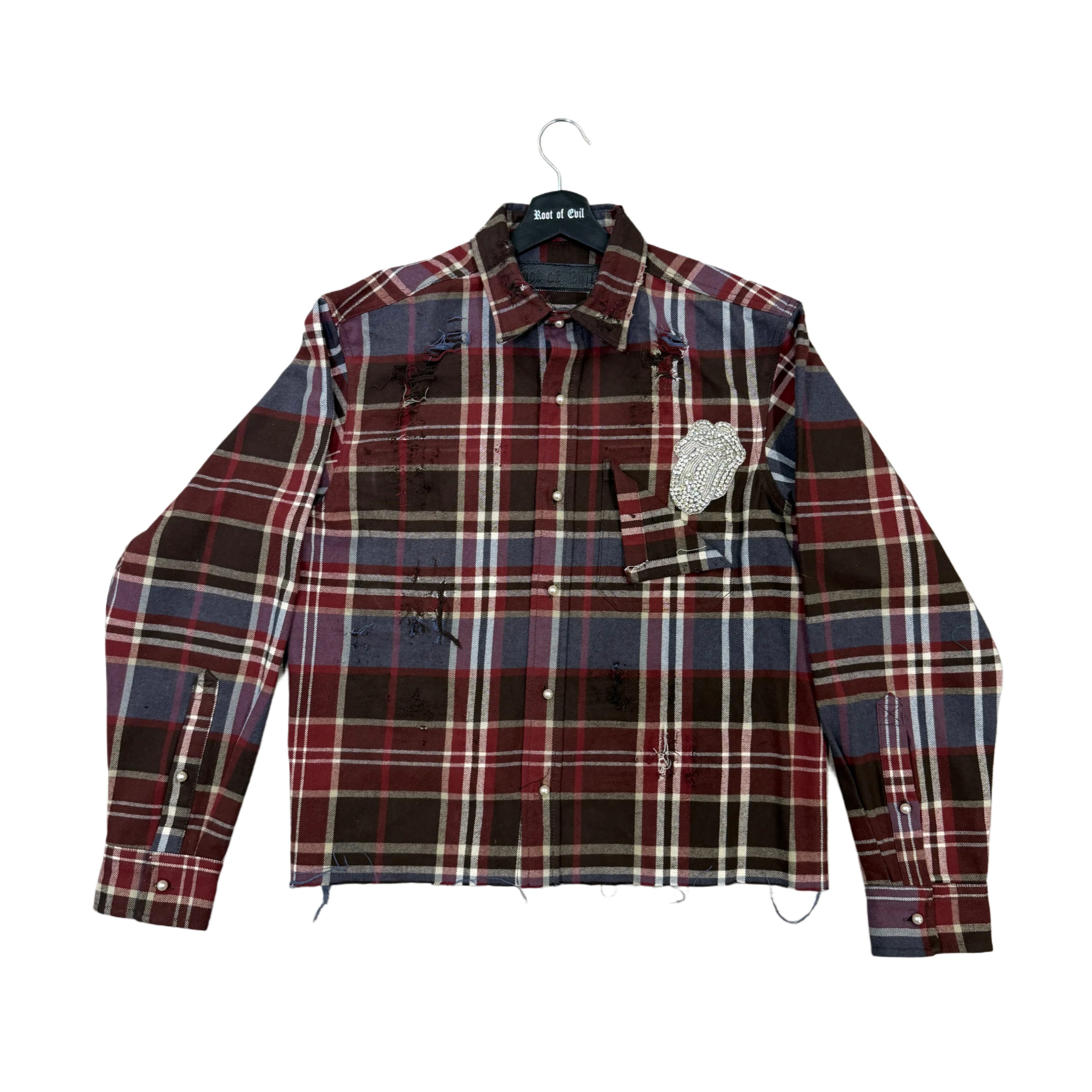 Root Of Evil Distressed Flannel L/s Shirt