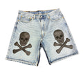 Dead Lonely Black Skull&Bone Denim Shorts