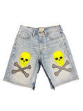 Dead Lonely Neon Skull&Bone Denim Shorts
