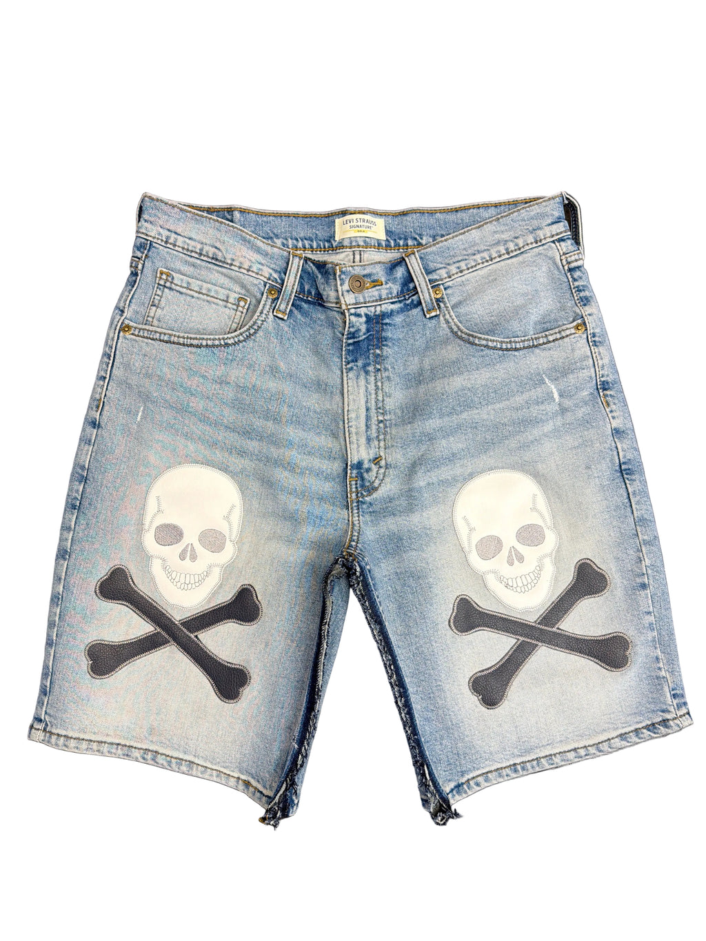 Dead Lonely Navy Skull&Bone Denim Shorts