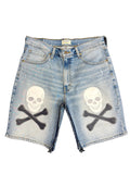 Dead Lonely Navy Skull&Bone Denim Shorts
