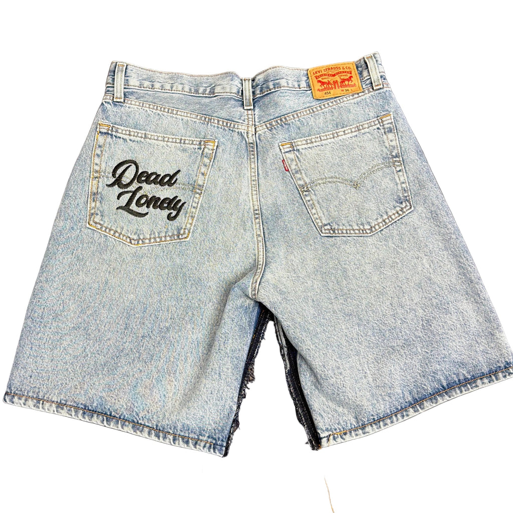 Dead Lonely Black Skull&Bone Denim Shorts