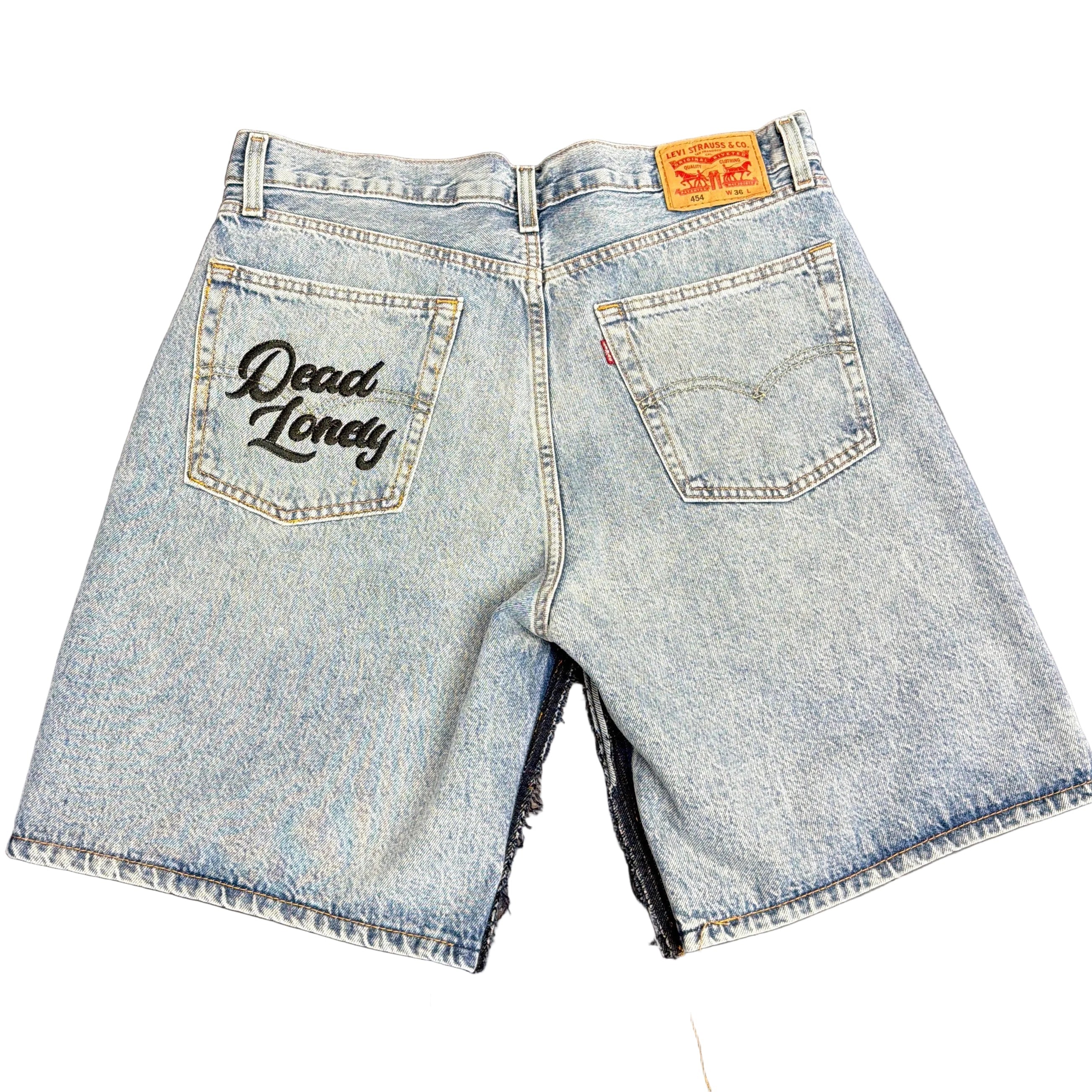 Dead Lonely Black Skull&Bone Denim Shorts