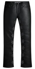 Lost Shdws Black Solid Logo Leather Denim