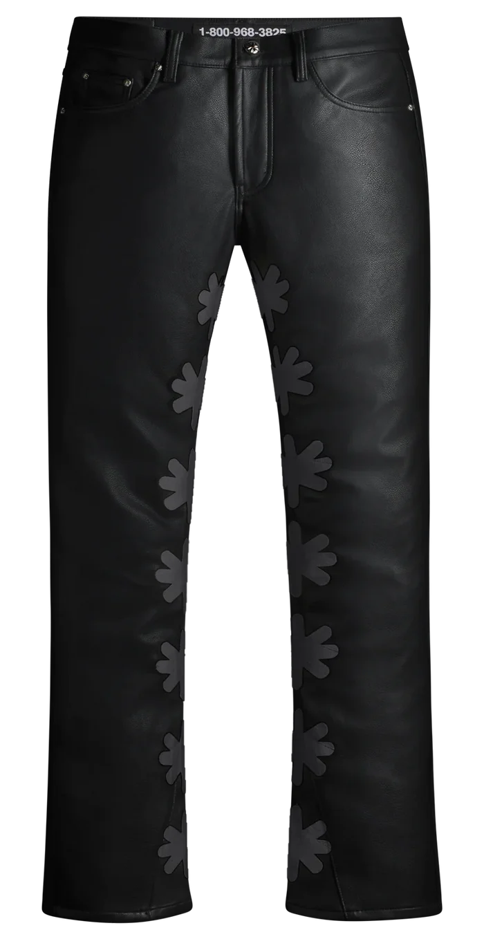 Lost Shdws Black Solid Logo Leather Denim