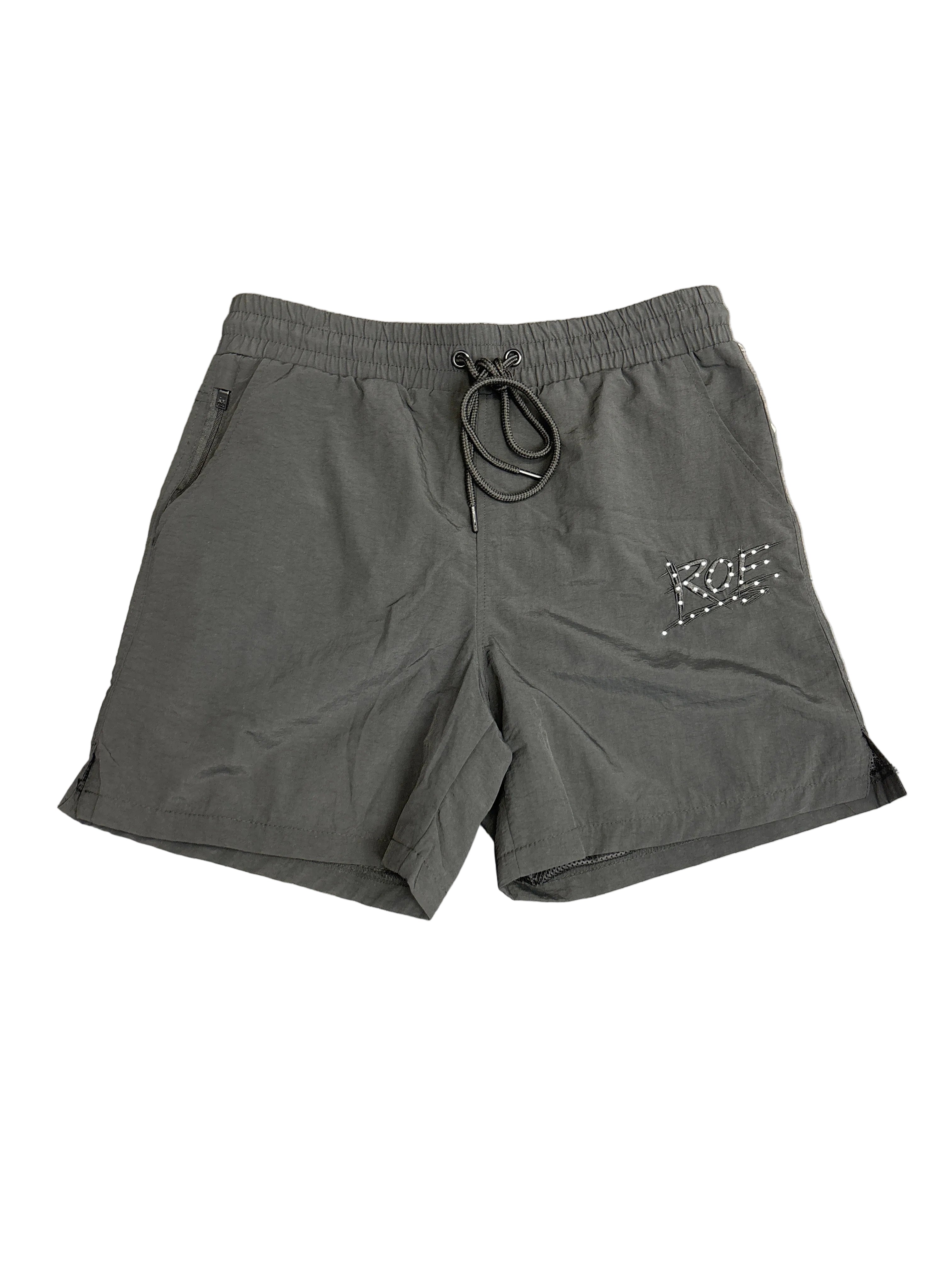 Root Of Evil Nylon Studded Logo Shorts