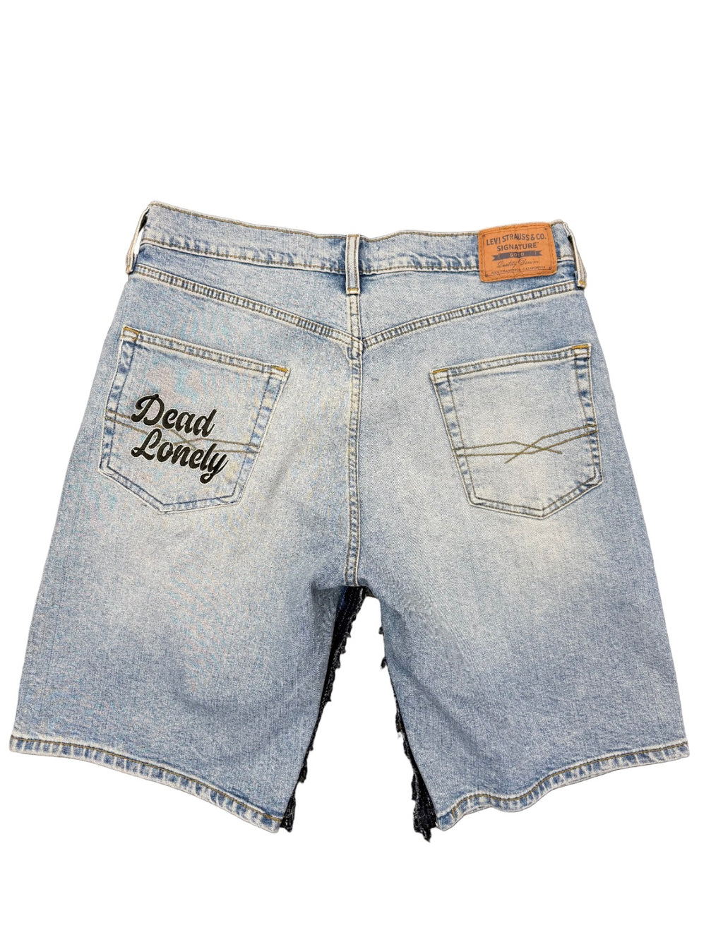 Dead Lonely White Skull&Bone Denim Shorts