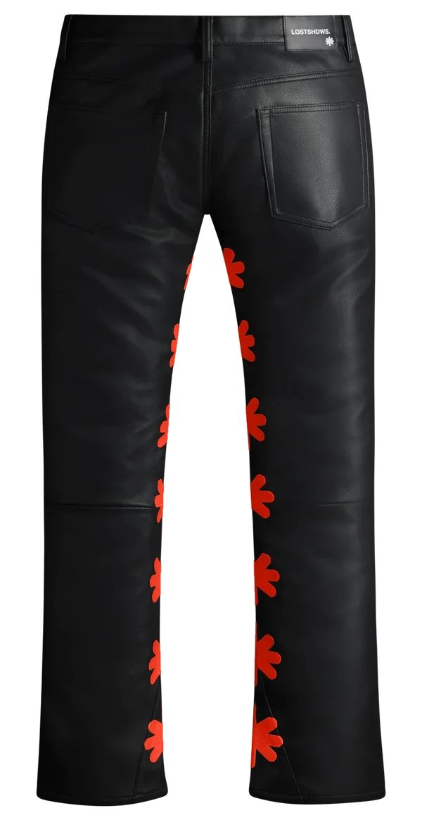 Lost Shdws Red Solid Logo Leather Denim