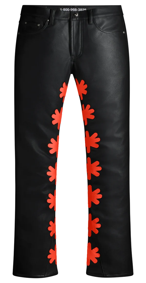 Lost Shdws Red Solid Logo Leather Denim