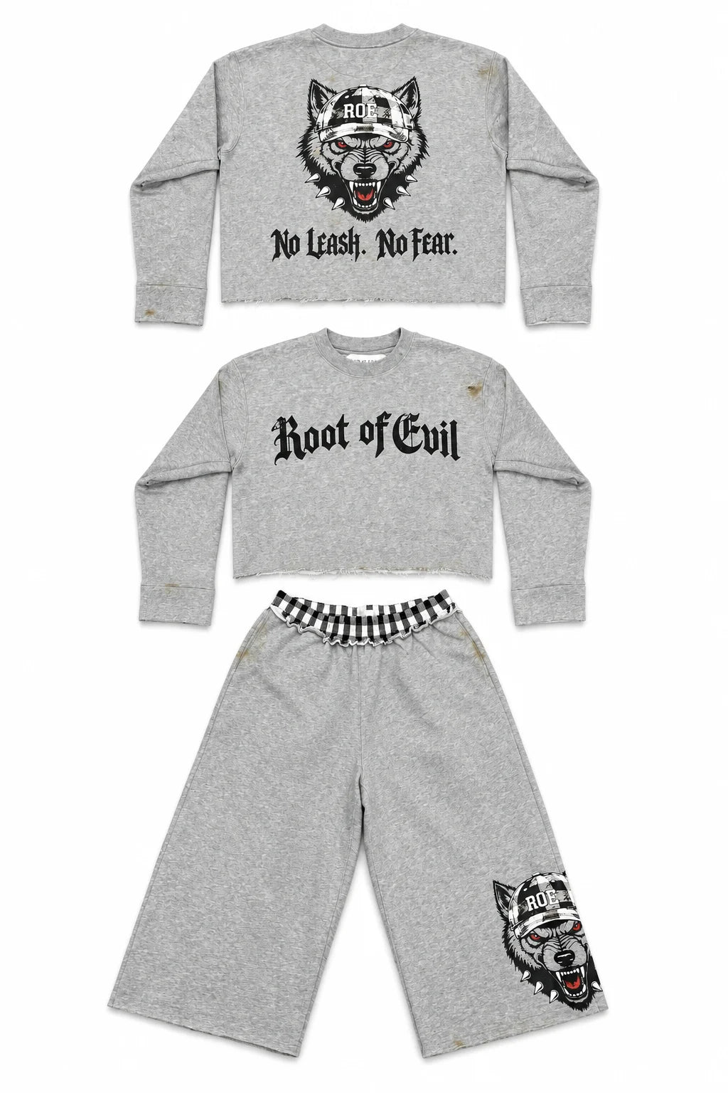 Root Of Evil Wolf No Leash No Fear 3/4 Short Set