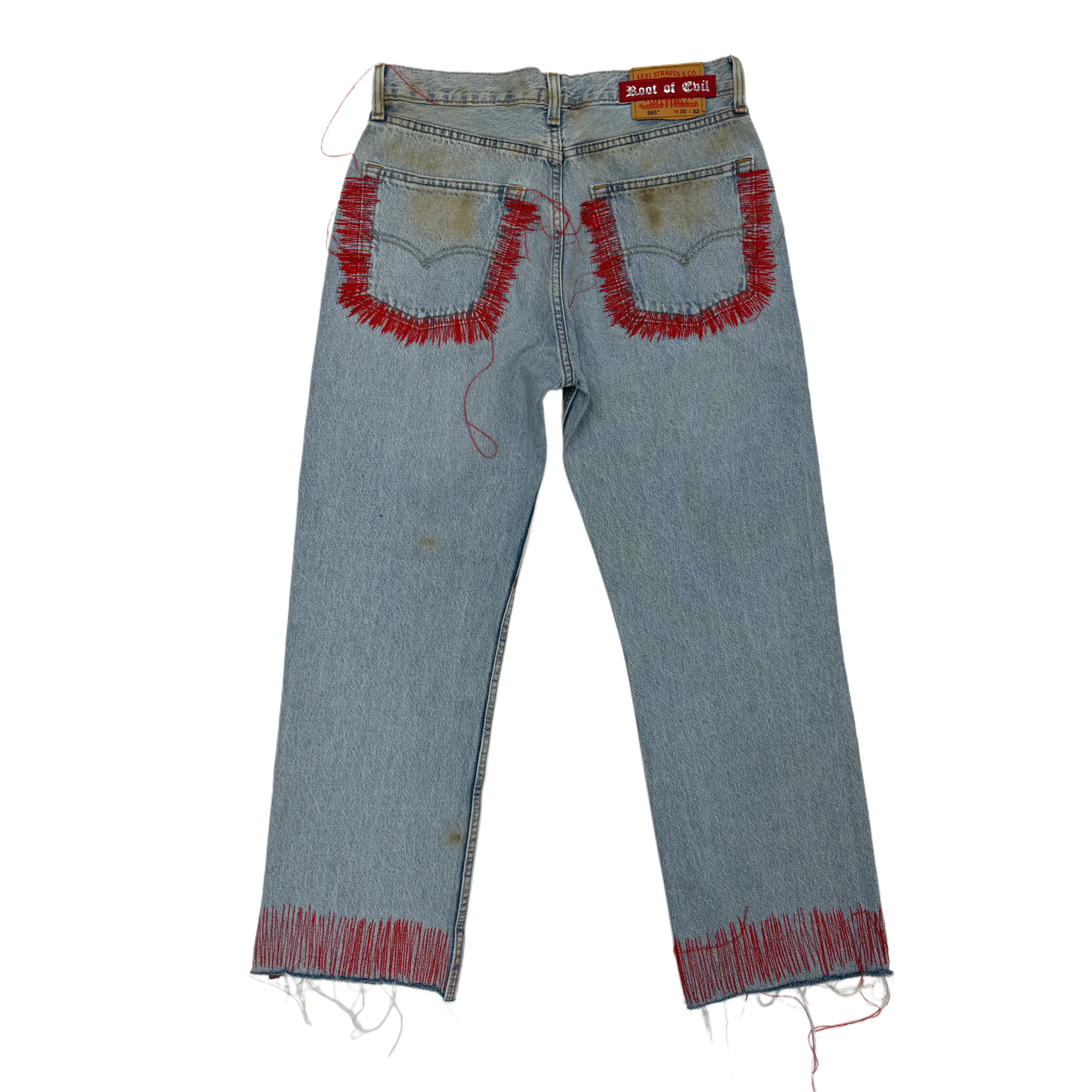 Root Of Evil Red Pin Stich Denim