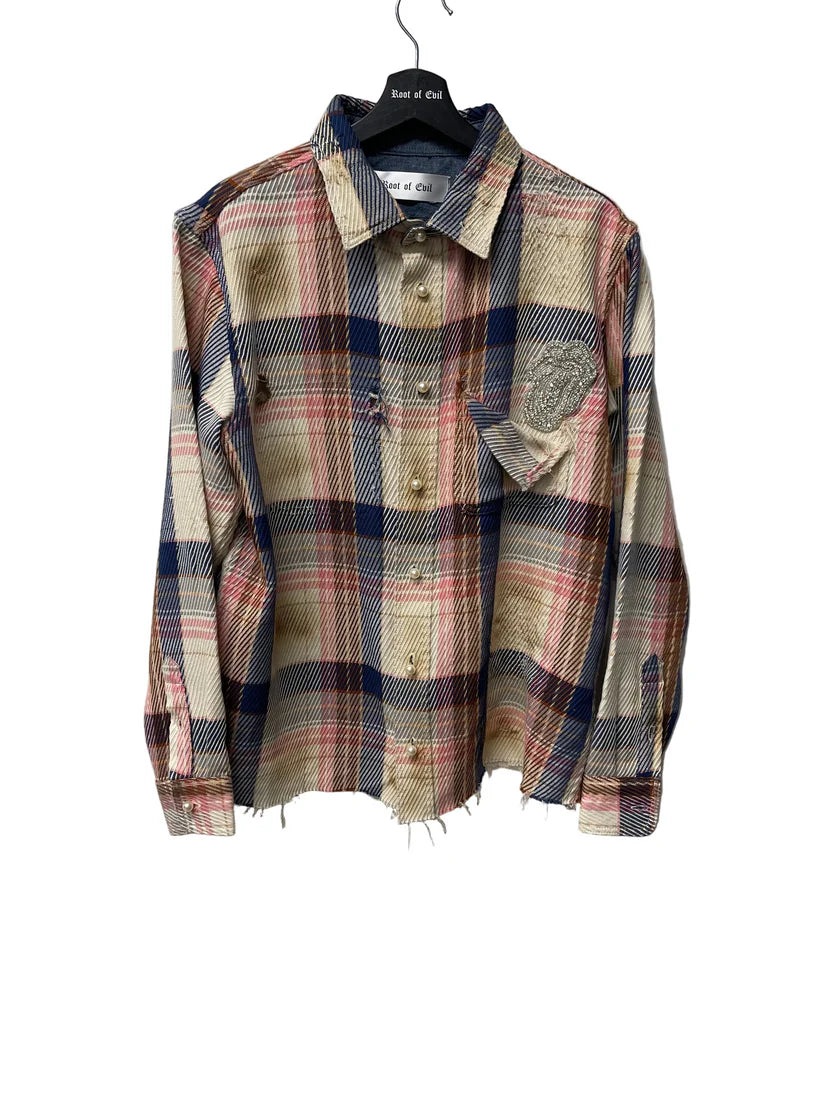 Root Of Evil Distressed Flanel Shirt