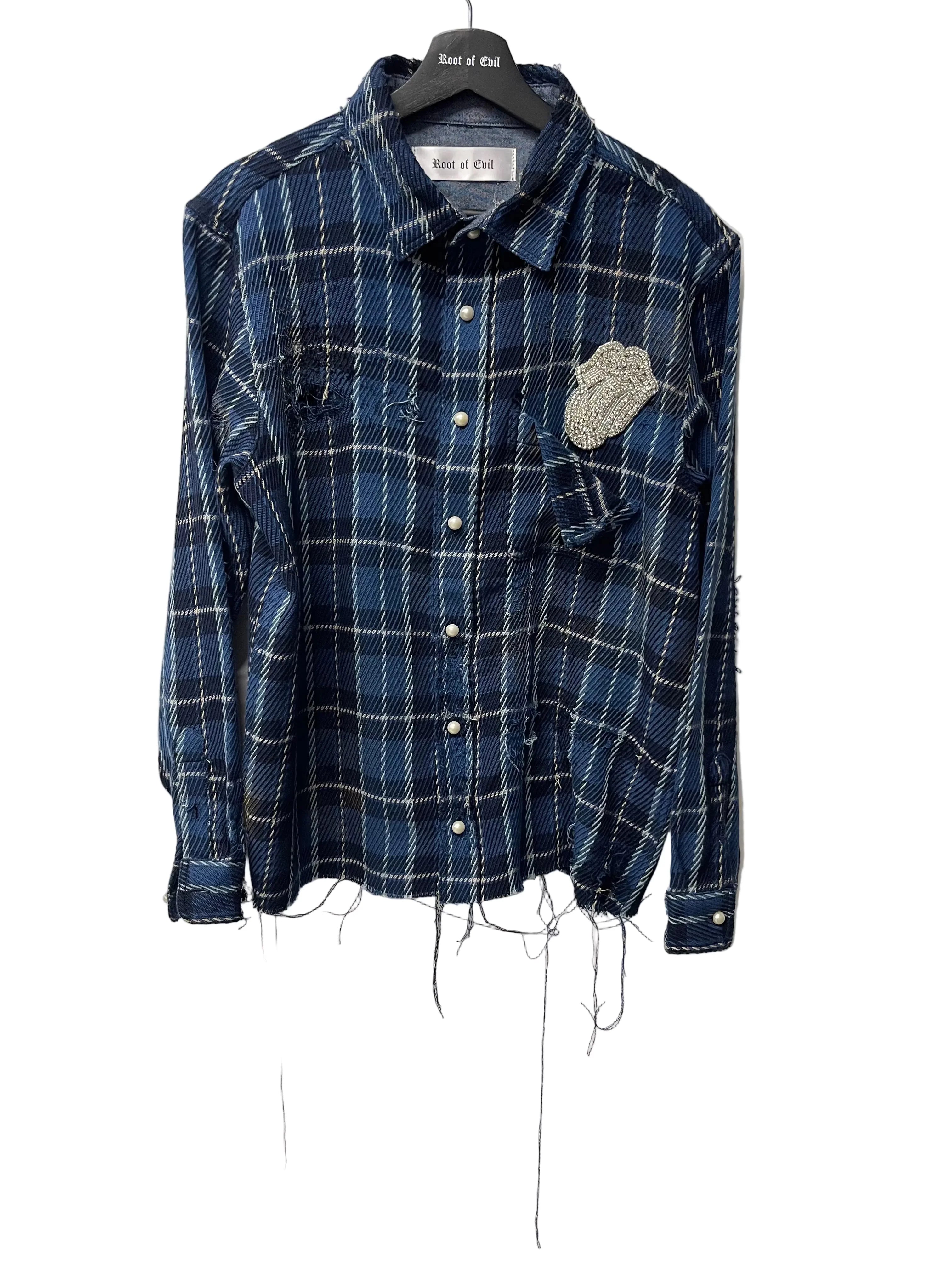 Root Of Evil Distressed Flanel Shirt