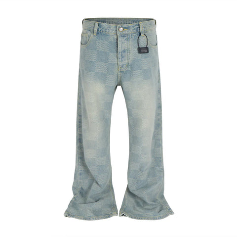 Undeveloped Azul Checkered Flare Denim