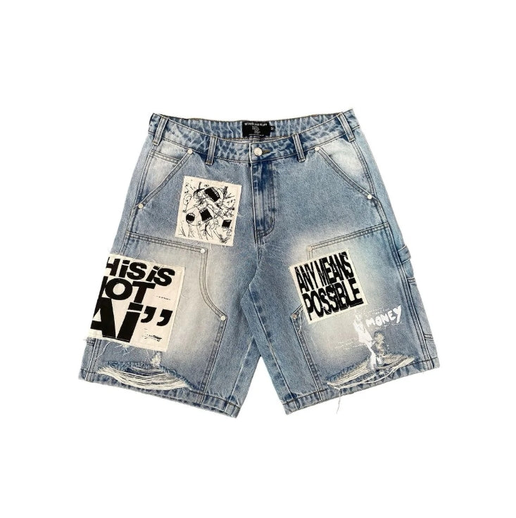 Mixed Emotion Ai Denim Shorts