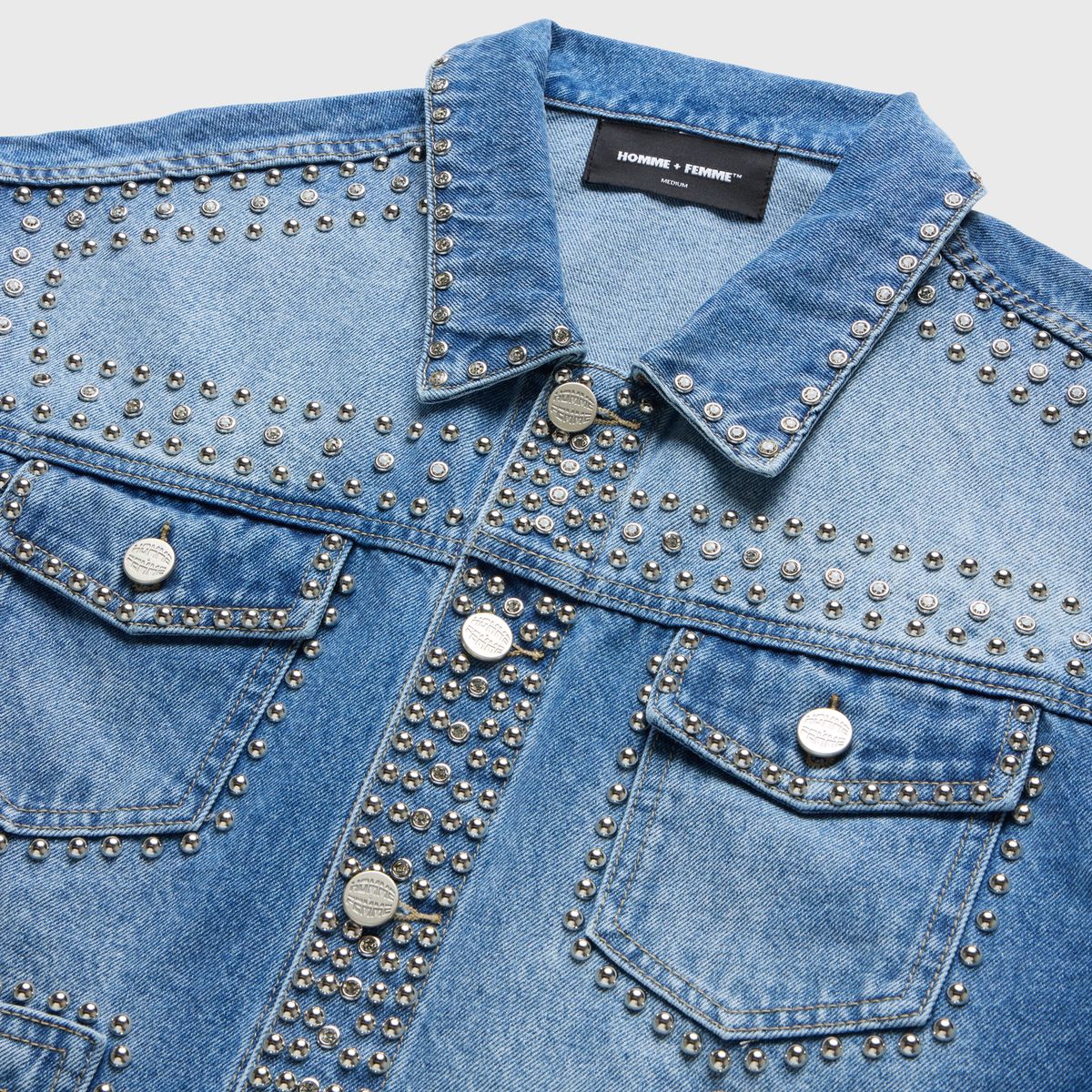 Homme Femme Ornament Denim Jacket