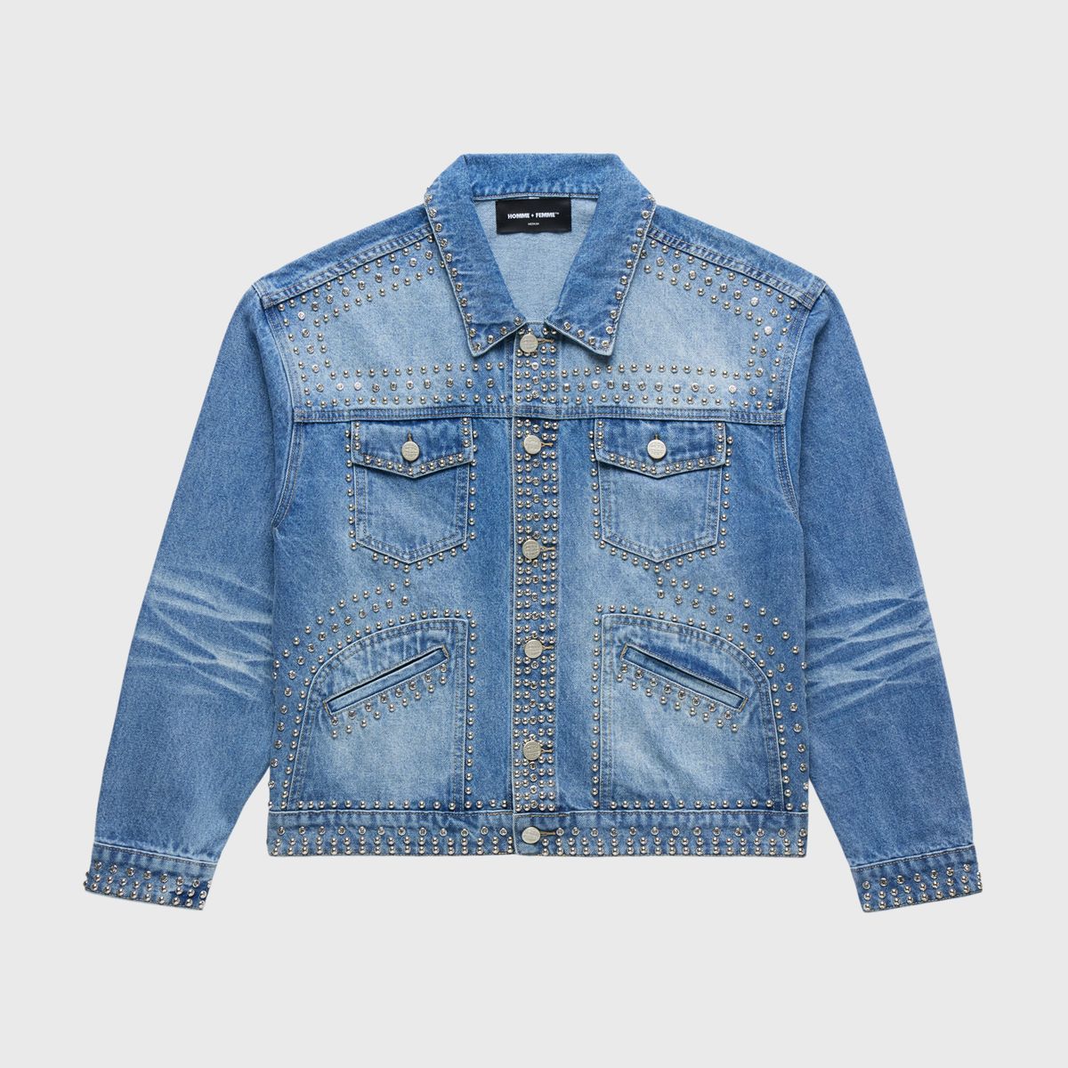 Homme Femme Ornament Denim Jacket
