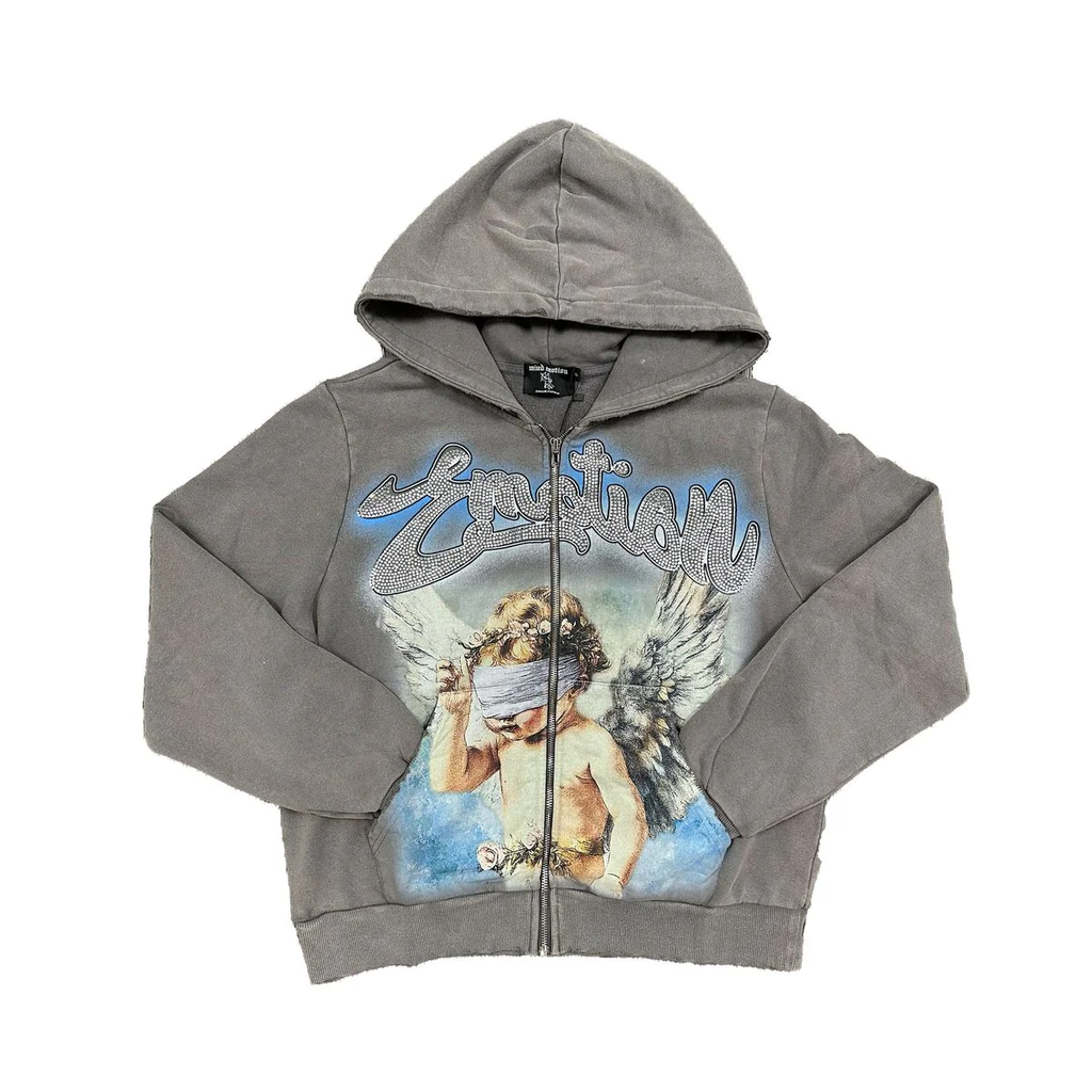 Mixed Emotion Blind Angel Rhinestone Hoodie