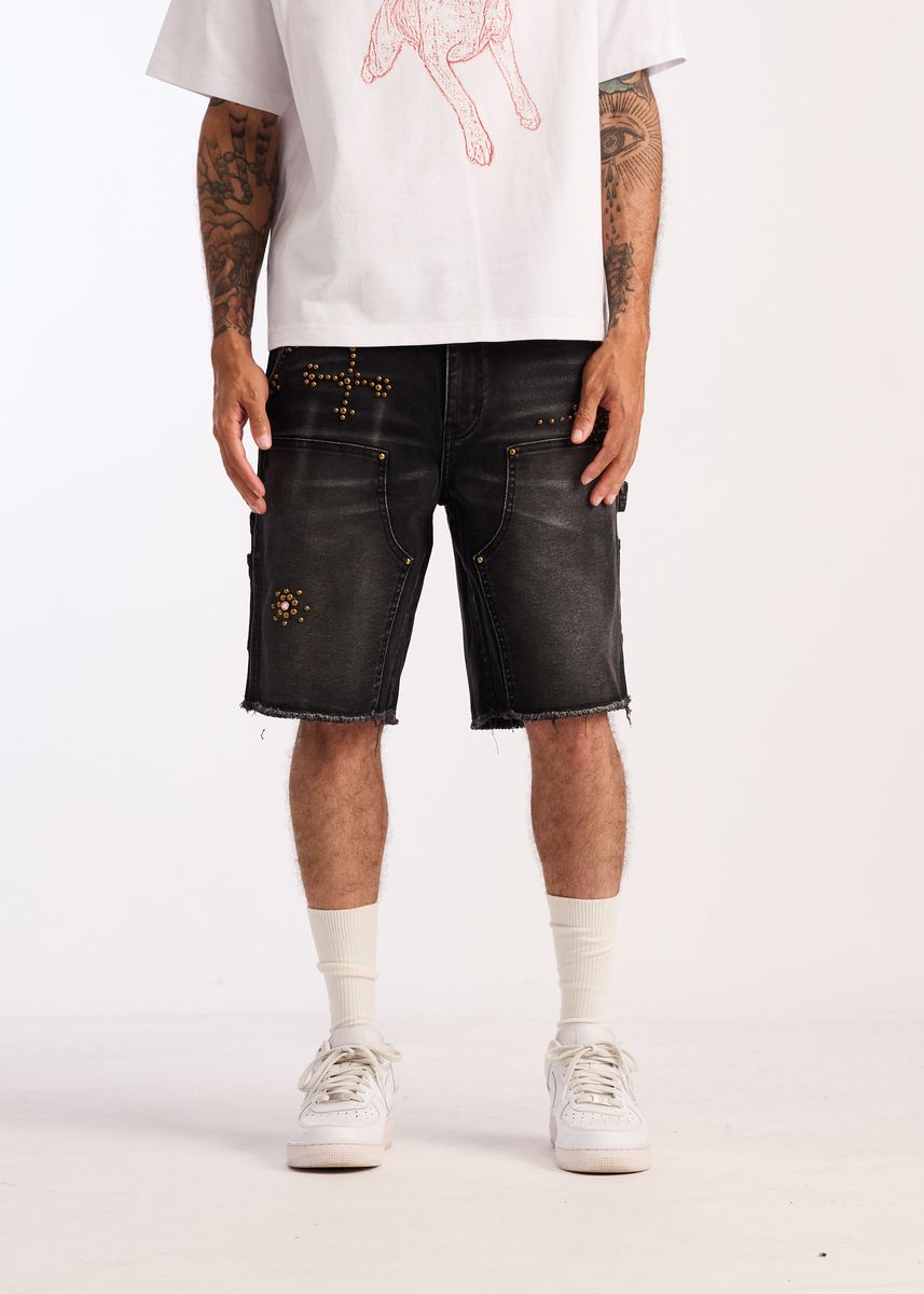 Embellish Shadow Denim Shorts