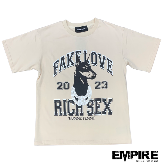 Homme Femme Fake Love Doberman T-Shirt