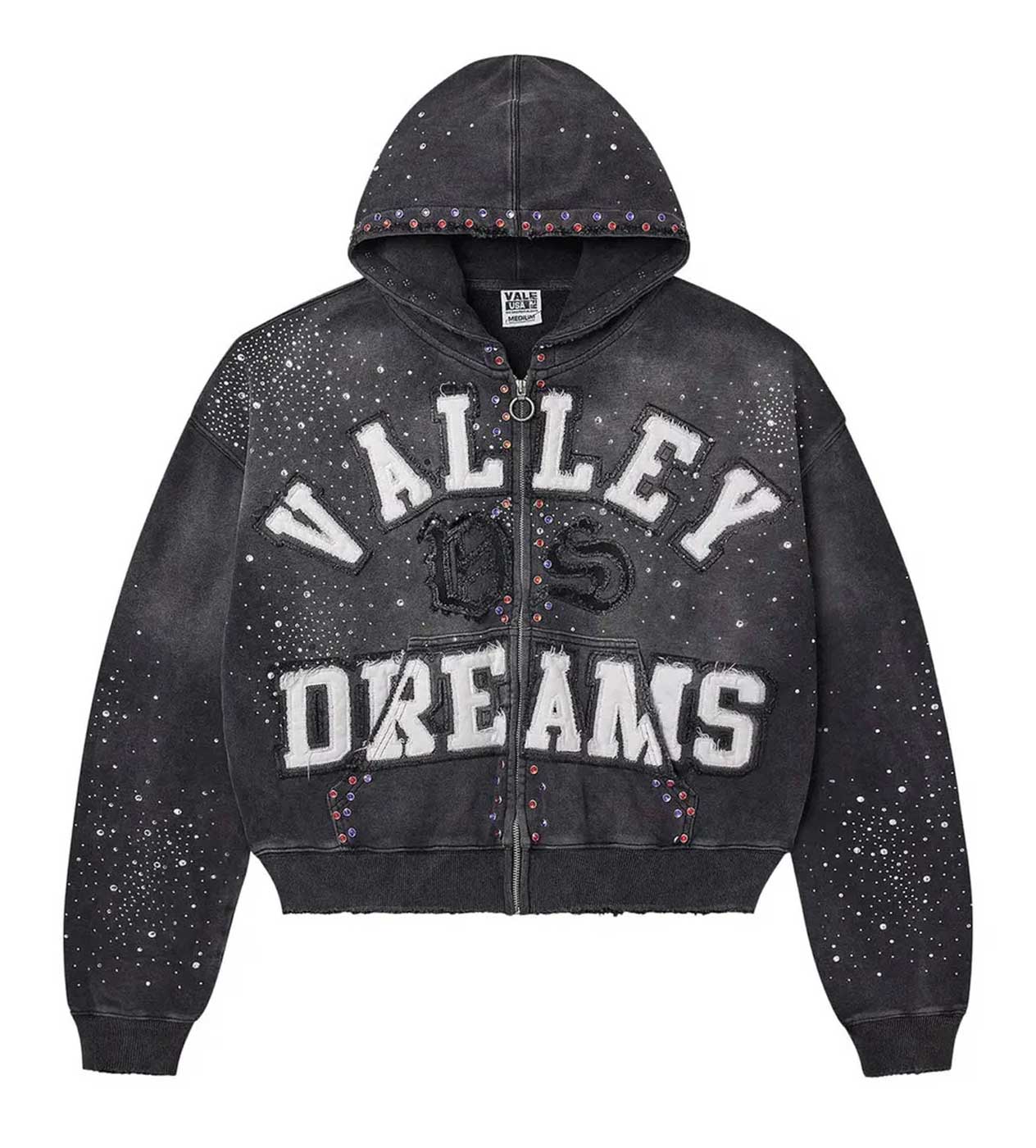 Vale Classico Rhinestone Zip Up Hoodie