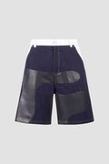 Thc Camouflage Leather Denim Shorts