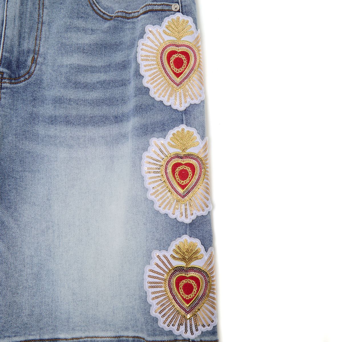 Almost Sunday Sacred Heart Denim Shorts